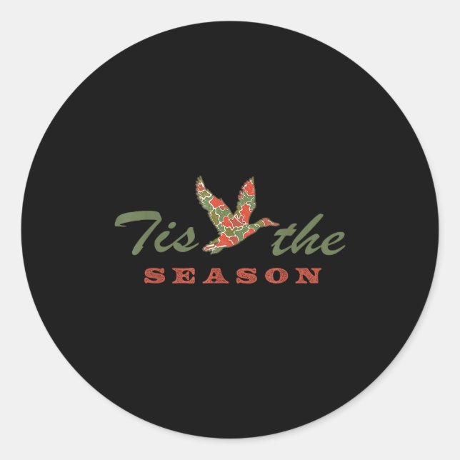 Tis The Season Camo Duck Christmas Xmas Holiday Me Classic Round Sticker (Front)