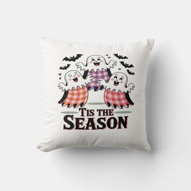 Tis The Season Chequered Halloween Cushion (Front)