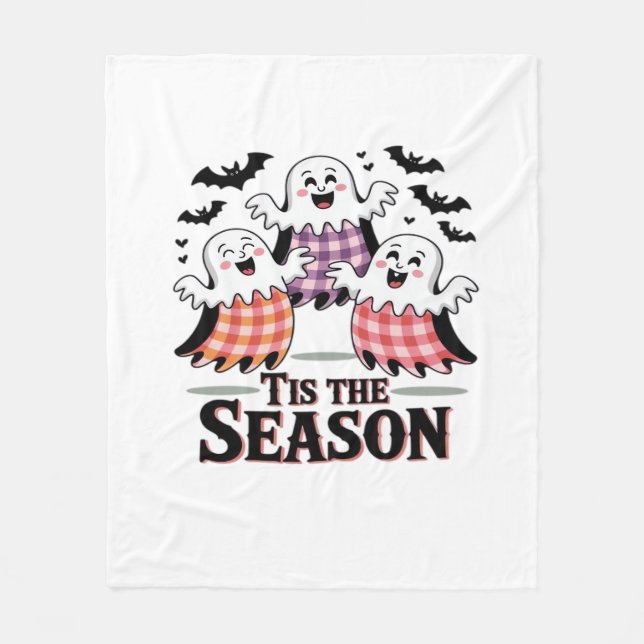 Tis The Season Chequered Halloween Fleece Blanket (Front)