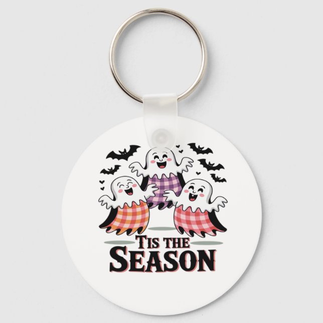 Tis The Season Chequered Halloween Key Ring (Front)