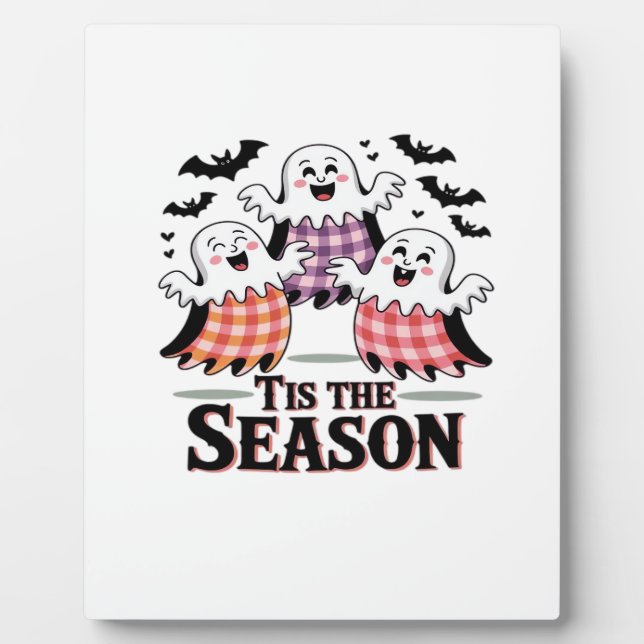 Tis The Season Chequered Halloween Plaque (Front)