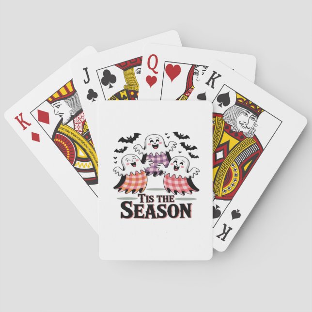 Tis The Season Chequered Halloween Playing Cards (Back)