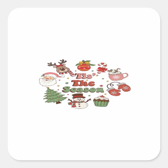 Tis The Season Christmas Acrylic Block Square Sticker (Front)