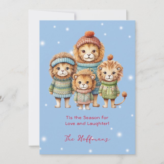 Tis The Season Christmas Animals Lions Cute Holiday Card (Front)
