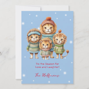 Tis The Season Christmas Animals Lions Cute Holiday Card