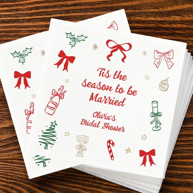 Tis the Season Christmas Bridal Shower  Napkin (Creator Uploaded)