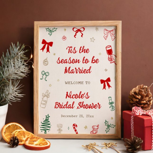 Tis the Season Christmas Bridal Shower Welcome Poster (Creator Uploaded)