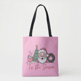 Tis The Season Christmas Cute Winter Latte Santa Tote Bag
