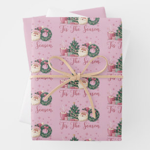 Tis The Season Christmas Cute Winter Santa  Wrapping Paper Sheet