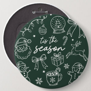 Tis the Season - Christmas Doodle 6 Cm Round Badge