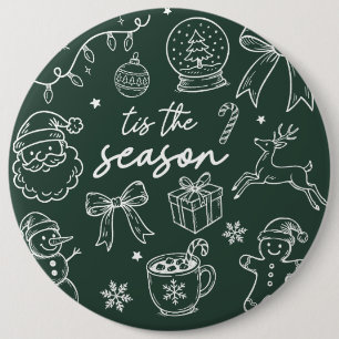 Tis the Season - Christmas Doodle 6 Cm Round Badge