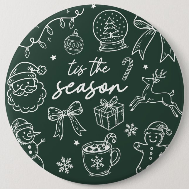 Tis the Season - Christmas Doodle 6 Cm Round Badge (Front)