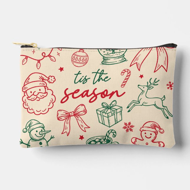 Tis the Season - Christmas Doodle Accessory Pouch (Front)
