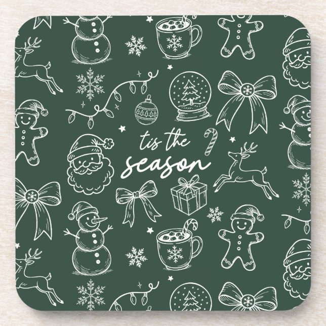 Tis the Season - Christmas Doodle Coaster (Front)