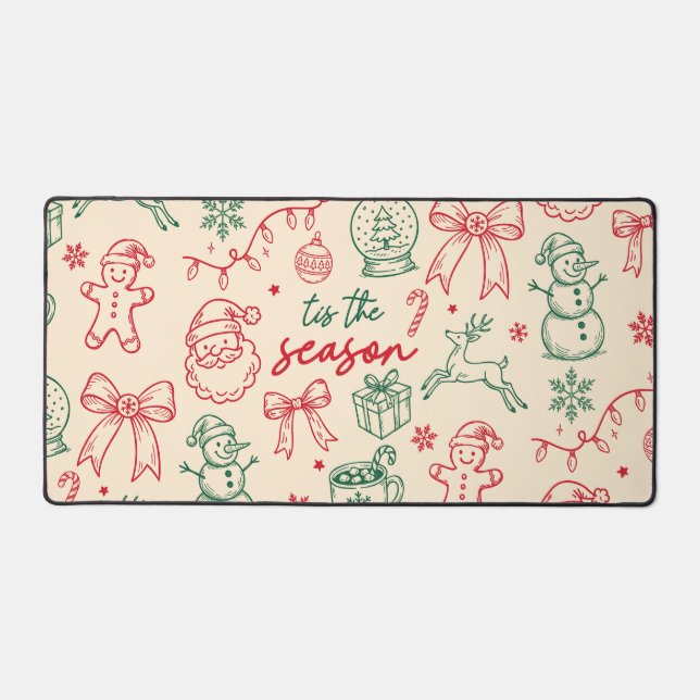 Tis the Season - Christmas Doodle Desk Mat (Front)