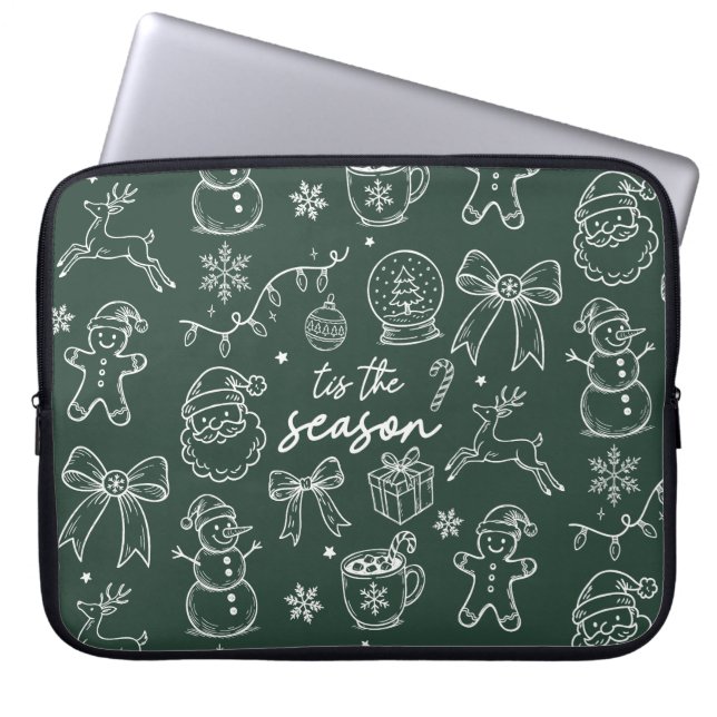 Tis the Season - Christmas Doodle Laptop Sleeve (Front)