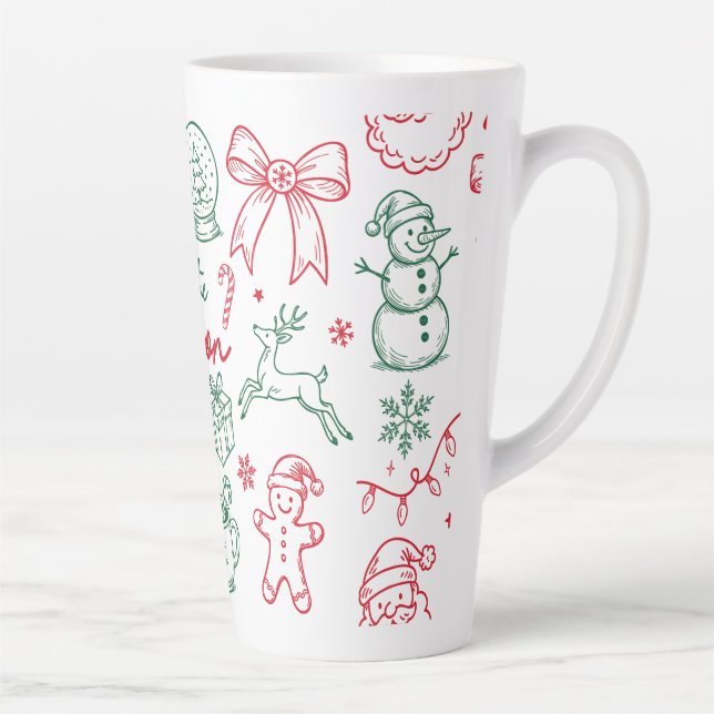 Tis the Season - Christmas Doodle Latte Mug (Right)