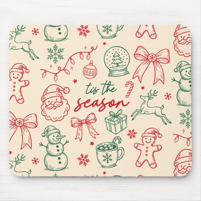 Tis the Season - Christmas Doodle Mouse Mat (Front)