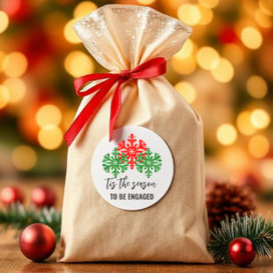 Tis The Season Christmas Engagement Party Classic Round Sticker