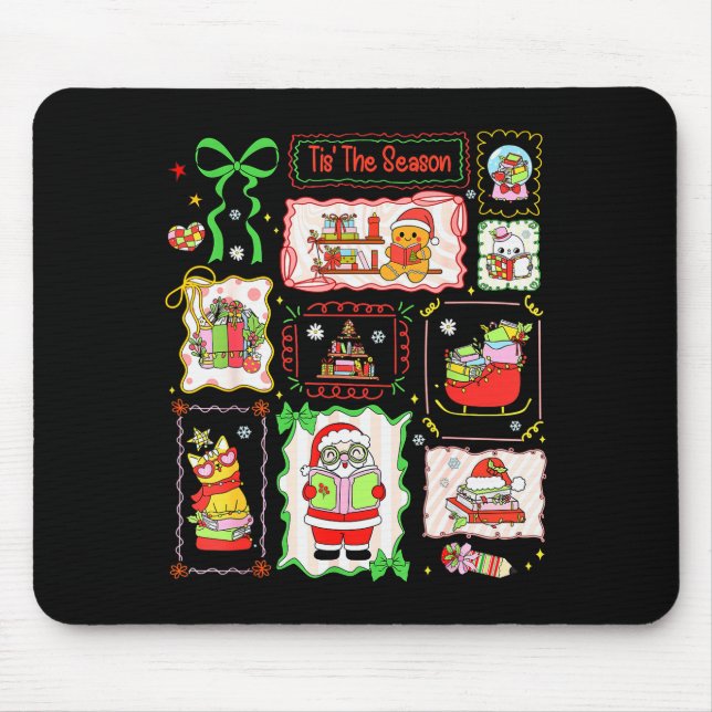 Tis The Season Christmas Gingerbread Santa Book Te Mouse Mat (Front)
