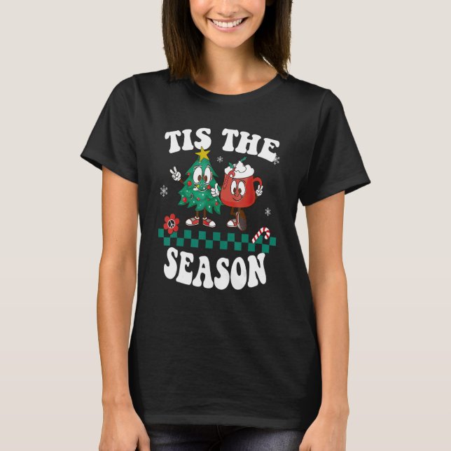 Tis The Season Christmas Hot Chocolate Pine Tree T-Shirt (Front)