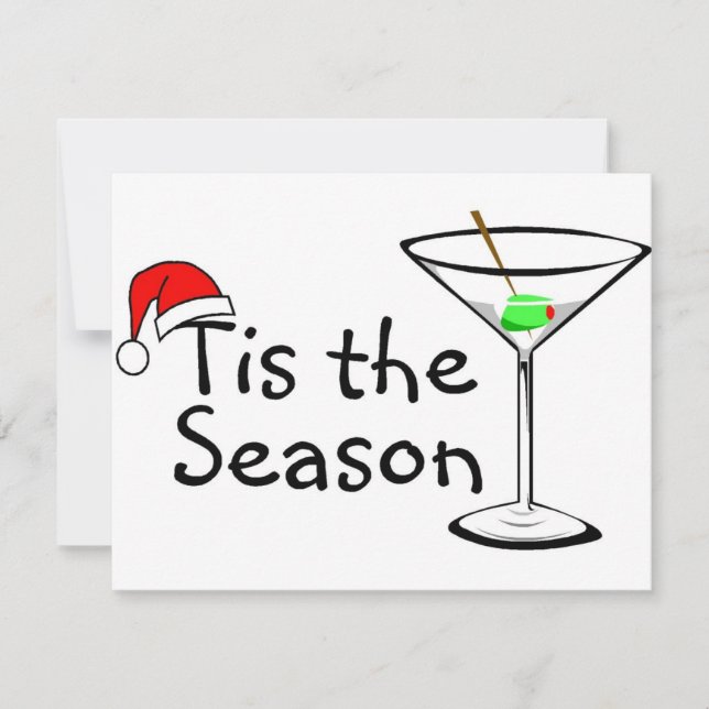 Tis The Season Christmas Martini Holiday Card (Front)