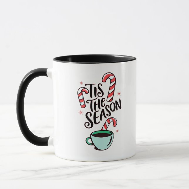 Tis The Season Christmas Peppermint Hot Chocolate Mug (Left)