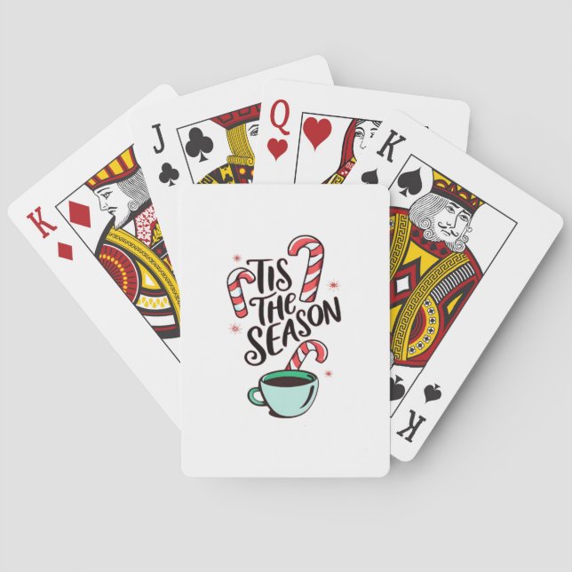 Tis The Season Christmas Peppermint Hot Chocolate Playing Cards (Back)