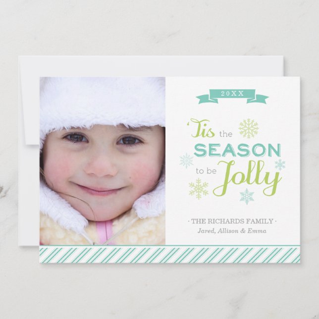 Tis The Season Christmas Photo Holiday Flat Card (Front)
