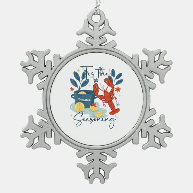 Tis The Season Christmas Quote Snowflake Pewter Christmas Ornament (Front)