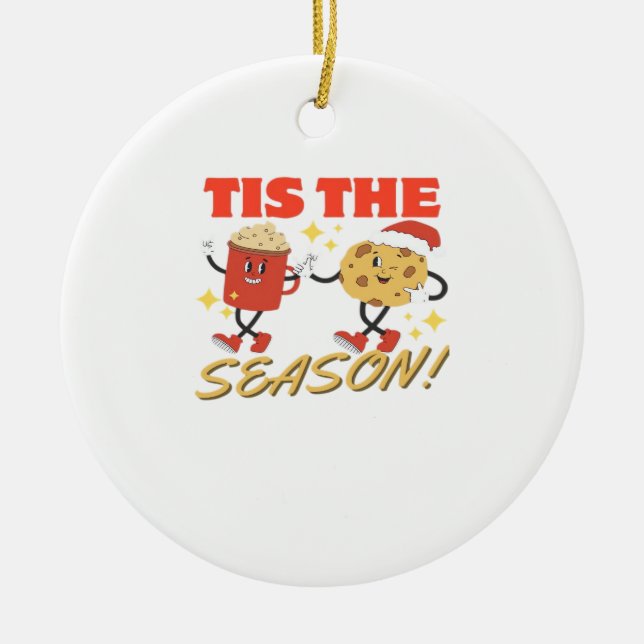 Tis The Season Christmas Retro Characters Ceramic Tree Decoration (Front)
