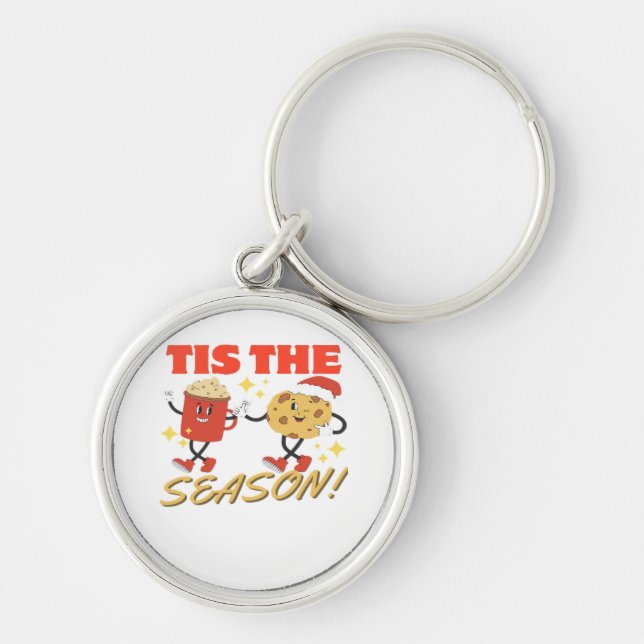Tis The Season Christmas Retro Characters Key Ring (Front)