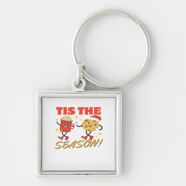 Tis The Season Christmas Retro Characters Key Ring (Front)