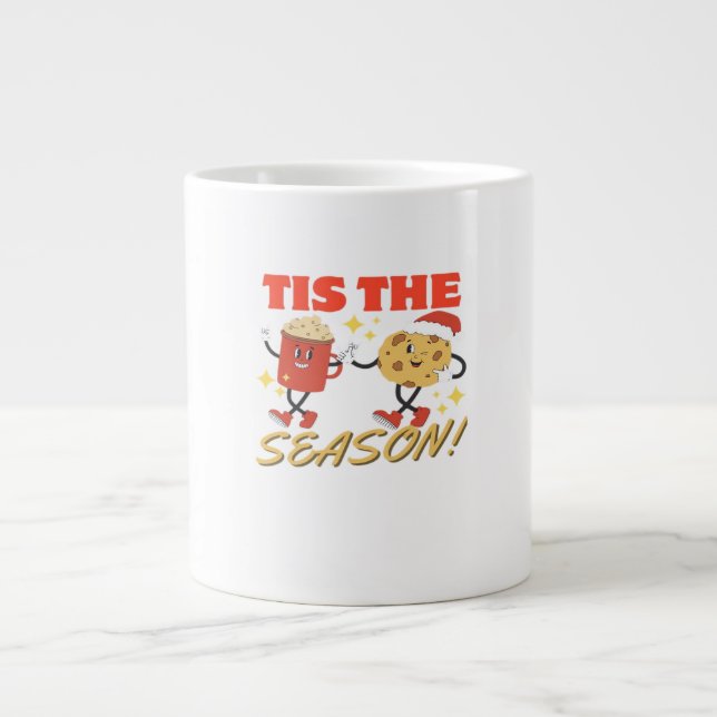 Tis The Season Christmas Retro Characters Large Coffee Mug (Front)