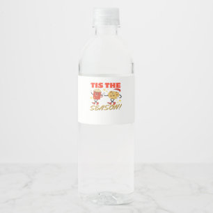 Tis The Season Christmas Retro Characters Water Bottle Label