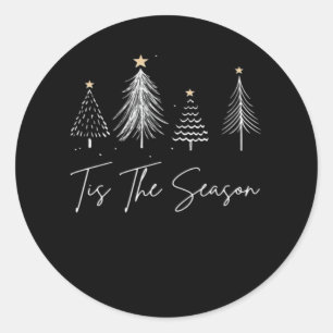 Tis The Season Christmas Retro Classic Classic Round Sticker