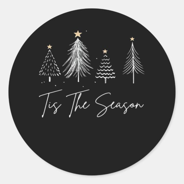 Tis The Season Christmas Retro Classic Classic Round Sticker (Front)
