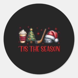 Tis The Season Christmas Santa Coffee Xmas Tree Ic Classic Round Sticker