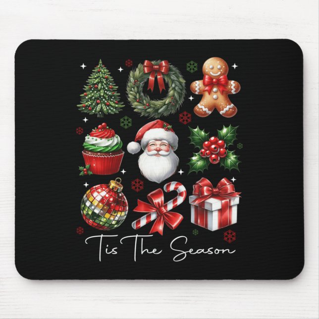 Tis The Season Christmas Santa Gingerbread Xmas Tr Mouse Mat (Front)