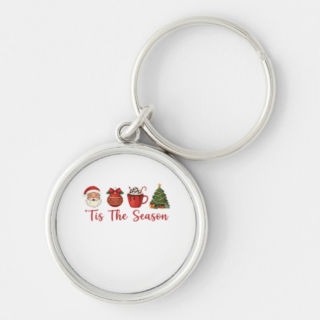 Tis The Season Christmas Santa Holiday Cheer Key Ring (Front)