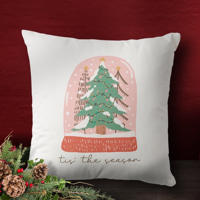 Tis The Season Christmas Snow Globe Holiday Cushion (Creator Uploaded)