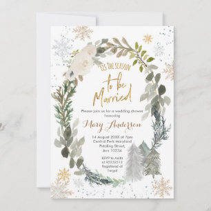 Tis the season Christmas Snowflake Wedding Invitation