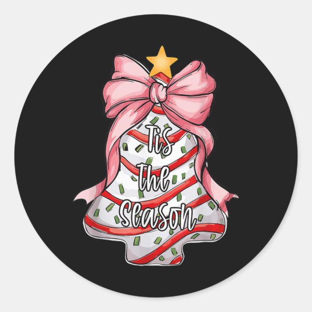 Tis The Season Christmas Tree Cakes Debbie Pink Co Classic Round Sticker (Front)