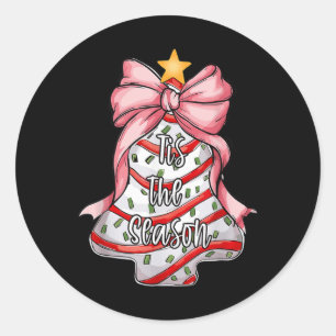 Tis The Season Christmas Tree Cakes Debbie Pink Co Classic Round Sticker