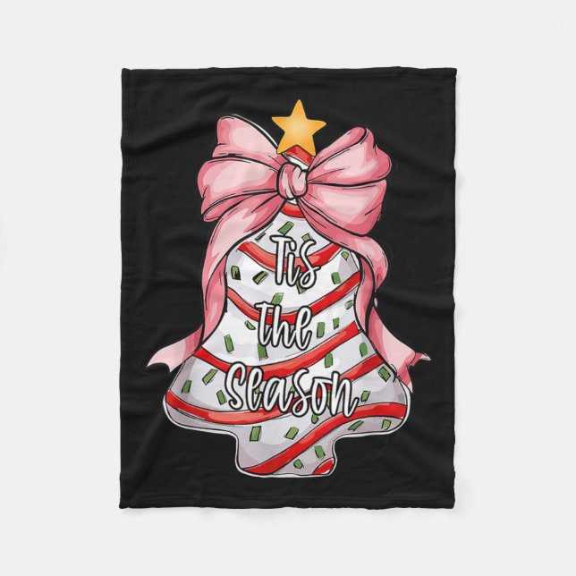 Tis The Season Christmas Tree Cakes Debbie Pink Co Fleece Blanket (Front)