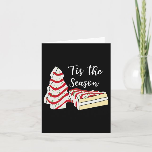 Tis' The Season Christmas Tree Cakes Snack Costume Card (Front)