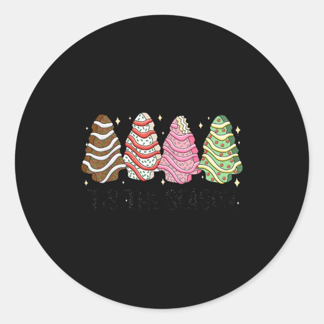 Tis' The Season Christmas Tree Cakes Xmas Pajamas  Classic Round Sticker (Front)