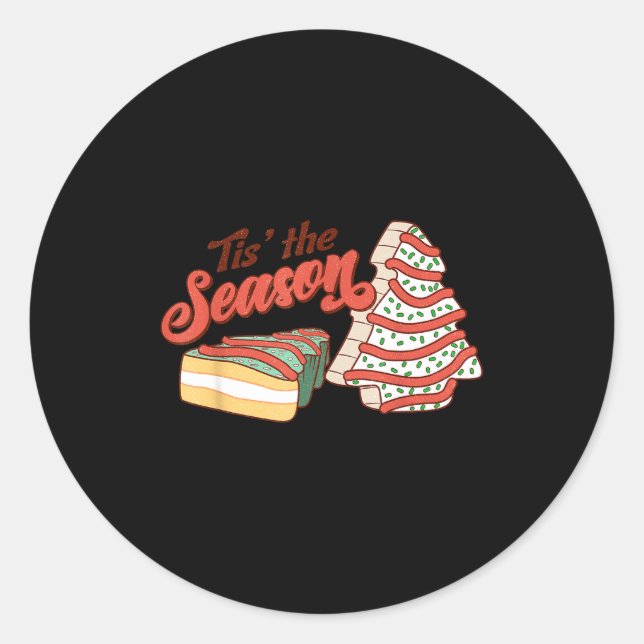 Tis' The Season Christmas Tree Cakes Xmas Pajamas  Classic Round Sticker (Front)