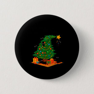 Tis The Season Christmas Tree Cute Black Cat Match 6 Cm Round Badge