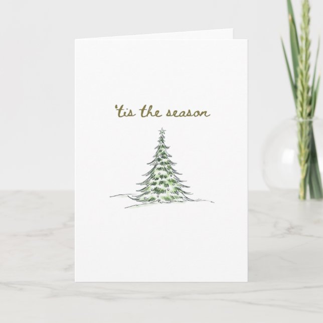 Tis The Season Christmas Tree Debbie Groovy Santa Card (Front)